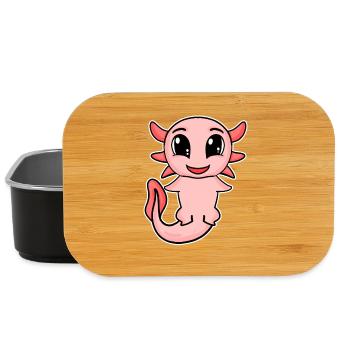 Axolotl Motif Kids Cute - Lunch Box - black - Front