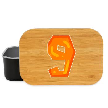 Number 9 - Nine - 9 Motif Orange - Lunch Box - black - Front