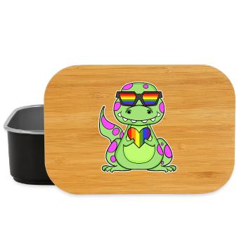 Dino Rainbow Heart Dinosaur Motif - Lunch Box - black - Front