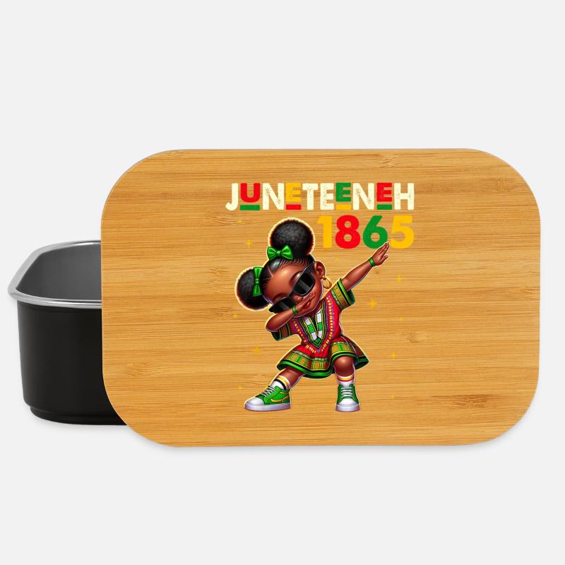 Juneteenth Dabbing Black Girls Queen Melanin Brown - Lunch Box - black