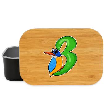3ème anniversaire motif martin-pêcheur - trois ans - Boîte à goûter - noir - Devant