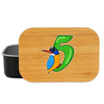 5. Geburtstag Motiv Vogel - 5 jahre - Lunch Box - Schwarz - Vorne