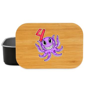 4. Geburtstag Motiv Kraken - vier Jahre alt - Lunch Box - Schwarz - Vorne