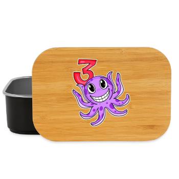 Motif 3ème anniversaire Octopus - Trois ans - Boîte à goûter - noir - Devant