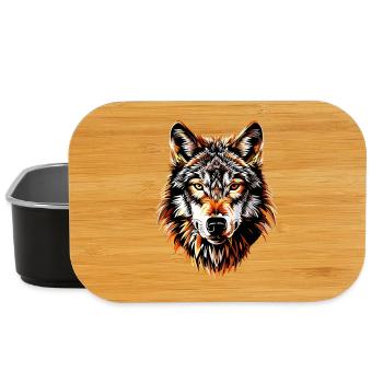 Loup Motif Loups Wolf Pack Gris Wolfhound Wolf - Boîte à goûter - noir - Devant