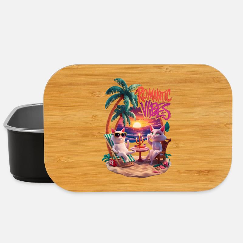 Romantischer Strandkater - Lunch Box - Schwarz