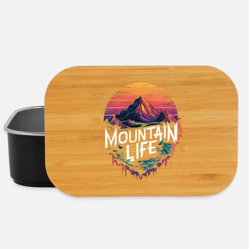 Mountain Life Retro Sunset Design - Boîte à goûter - noir