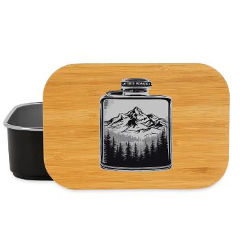 Nature Landscape Outdoor Mountain Landscape Hip Flask - Lunch Box - black - Front