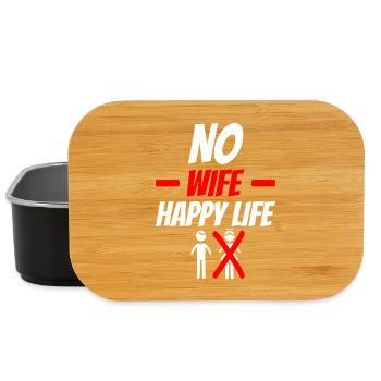 No Wife Happy Life Lustiger Spruch - Lunch Box - Schwarz - Vorne