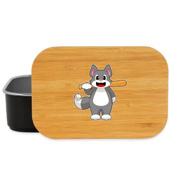 Katze Baseball Baseballschläger - Lunch Box - Schwarz - Vorne
