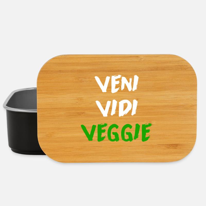 Veni Vidi Veggie Chemise à slogan végétarien drôle - Boîte à goûter - noir