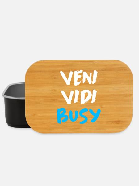 Veni Vidi Busy Funny Motivation Citation T-Shirt - Boîte à goûter - noir