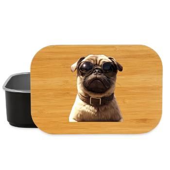 Mops Beige Hunde Liebe Carlin Kleiner Süßer Mops - Lunch Box - Schwarz - Vorne