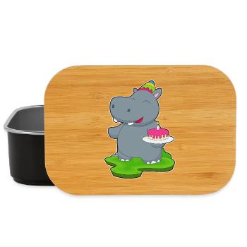 Hippopotamus Birthday Cake - Lunch Box - black - Front