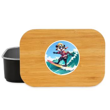 Panda Surfeur en chemise hawaïenne - Boîte à goûter - noir - Devant