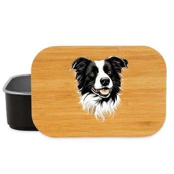 border collie chien amoureux chiot mignons collies - Boîte à goûter - noir - Devant