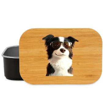 border collie chien amoureux chiot mignons collies - Boîte à goûter - noir - Devant