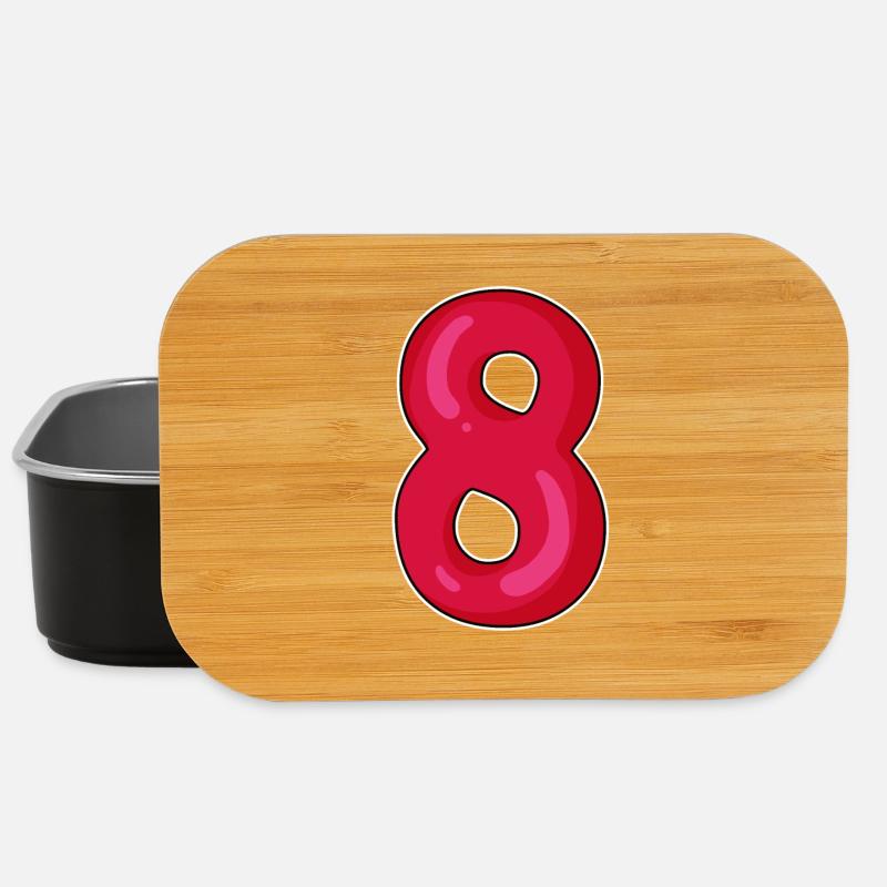 Number 8 Eight Number Red Dark - Lunch Box - black