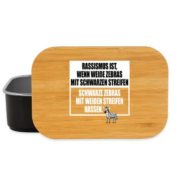 Rassismus Einfach Erklärt Mit Zebra Streifen - Lunch Box - Schwarz - Vorne