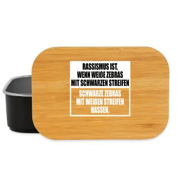 Rassismus Einfach Erklärt Mit Zebra Streifen - Lunch Box - Schwarz - Vorne