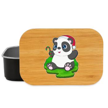 Panda Christmas Candy Cane - Lunch Box - black - Front