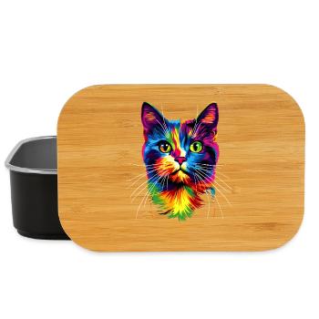 Chat coloré arc-en-ciel couleurs Popart chat maman chats - Boîte à goûter - noir - Devant