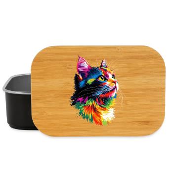 Chat coloré arc-en-ciel couleurs Popart chat maman chats - Boîte à goûter - noir - Devant