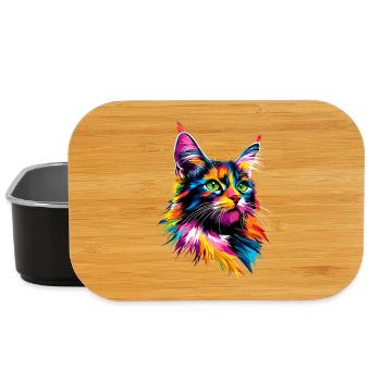 Maine Coon Cat Colorful Rainbow Maine Coon Cats - Lunch Box - black - Front