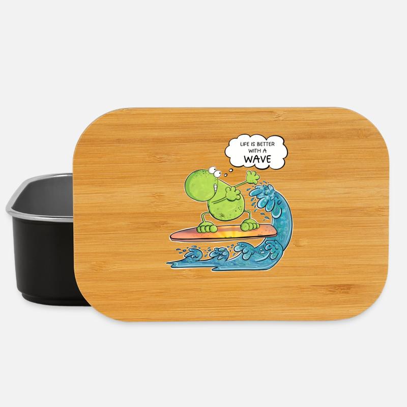 Life Is Better With A Wave Surfer Frosch Surfen - Lunch Box - Schwarz