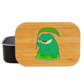 Frog with leaf as a parasol - Lunch Box - black - Front