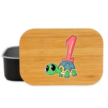 Zahl 1 Nummer Eins - Schildkröte Motiv - Lunch Box - Schwarz - Vorne