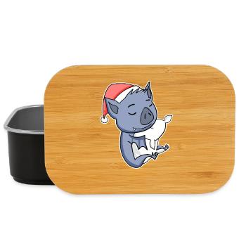 Bat Cute Tired Sleeping In Christmas - Lunch Box - black - Front