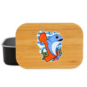 Zahl 1 Nummer Eins - Delfin Motiv - Lunch Box - Schwarz - Vorne