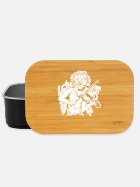 Geige Mädchen Zeichnung - Lunch Box - Schwarz