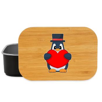 Penguin Groom Heart Wedding - Lunch Box - black - Front