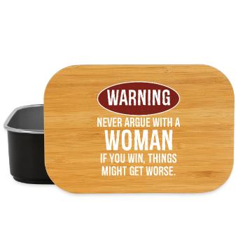 warning never argue with a woman - Lunch Box - black - Front