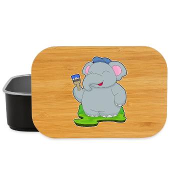 Elefant Maler Pinsel Malen - Lunch Box - Schwarz - Vorne