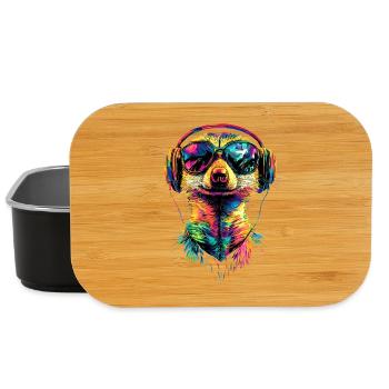 Meerkat Sunglasses Colorful Cute Meerkat - Lunch Box - black - Front