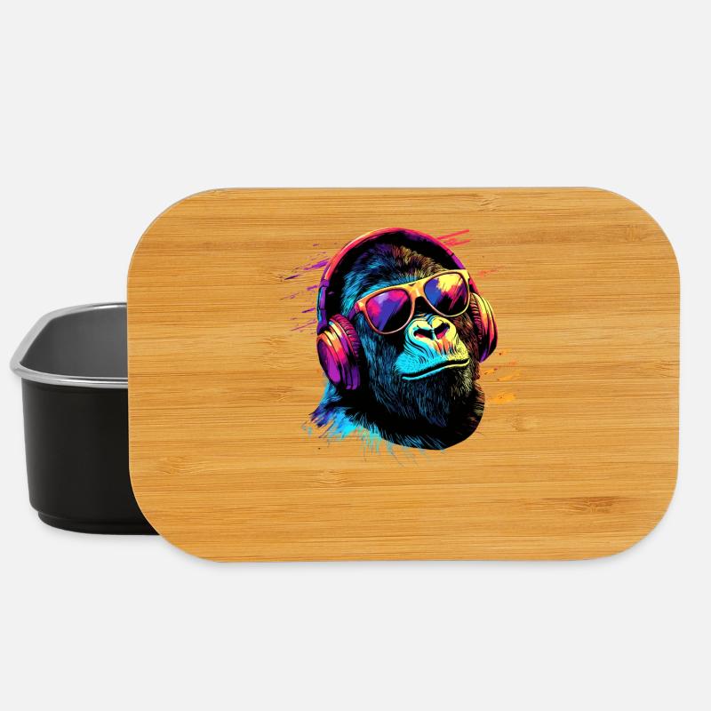 DJ Affe Kopfhörer Sonnenbrille Musik Party Affen - Lunch Box - Schwarz