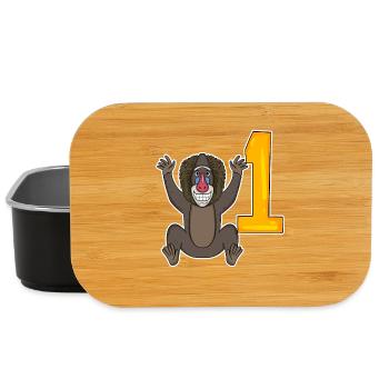 Number 1 Number One - Monkey Motif - Lunch Box - black - Front