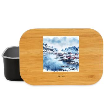 Reine Lofoten Winter Skandinavien Norwegen - Lunch Box - Schwarz - Vorne