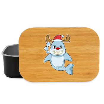 Shark Christmas Reindeer - Lunch Box - black - Front