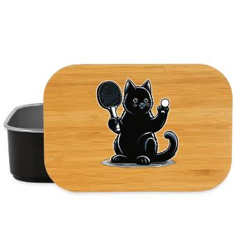 Table Tennis Cat Ping-Pong Black Cat Dad Outfit - Lunch Box - black - Front