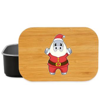 Nilpferd Weihnachten Weihnachtsmann - Lunch Box - Schwarz - Vorne