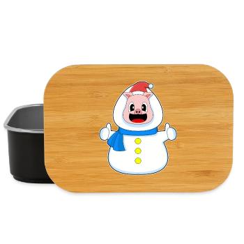 Pig Christmas Snowman - Lunch Box - black - Front