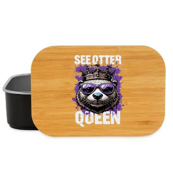 Voir Otter Queen – Loutre avec couronne et lunettes de soleil - Boîte à goûter - noir - Devant
