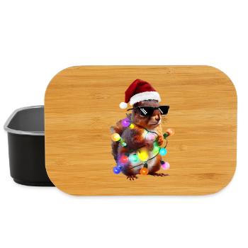 Weihnachts Eichhörnchen mit Lichterkett - Lunch Box - Schwarz - Vorne