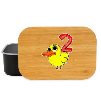2nd Birthday Motif Duck - Two Years Old - Lunch Box - black - Front