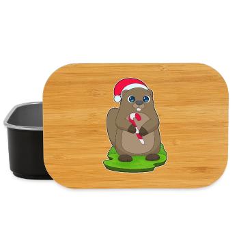 Beaver Christmas Candy Cane - Lunch Box - black - Front