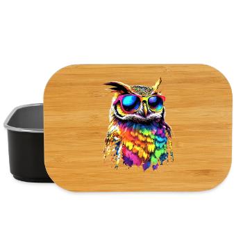 Owl Colorful Rainbow Colors Owl Owl Owl Owl Owl - Lunch Box - black - Front